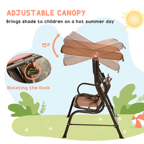 2-seater monkey-pattern children's swing