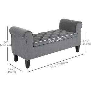 Button Tufted Storage Ottoman Bench, Gray