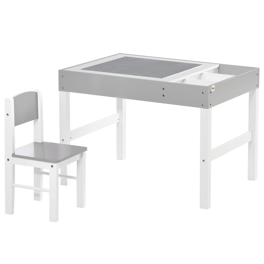 Lego table with storage for children, gray