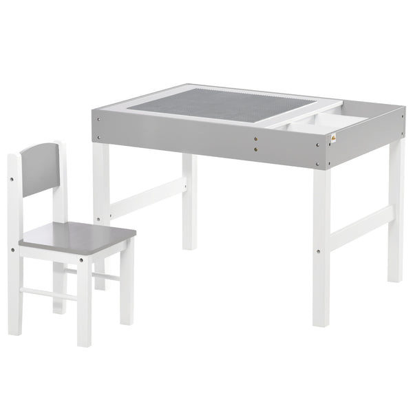 Lego table with storage for children, gray