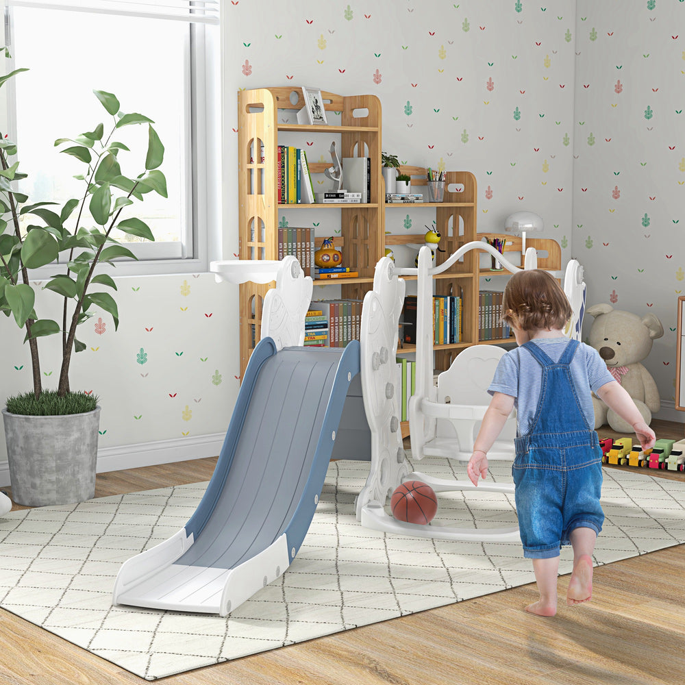 3 in 1 Kids Slides with Basketball Hoop, Space Theme