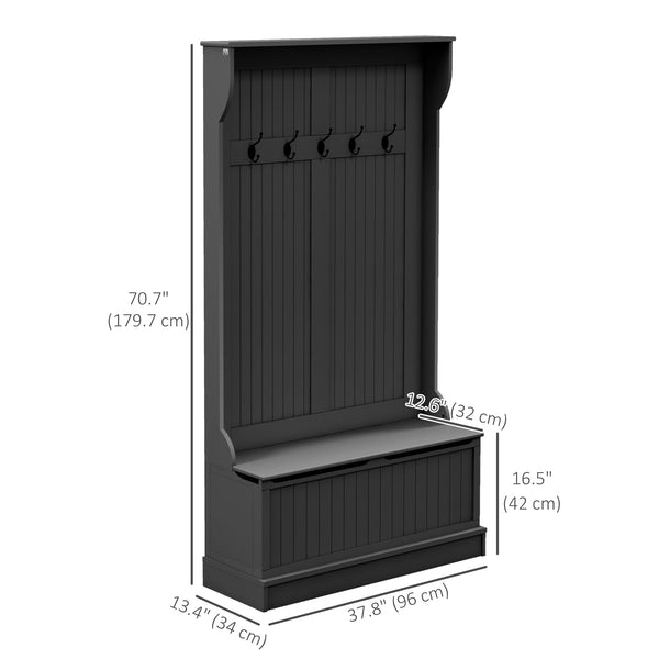 3-in-1 Hallway Unit with Coat Rack, Black 