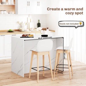 Kitchen island with storage unit, 4 drawers and adjustable shelf in marble effect and white