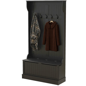 3-in-1 Hallway Unit with Coat Rack, Black 