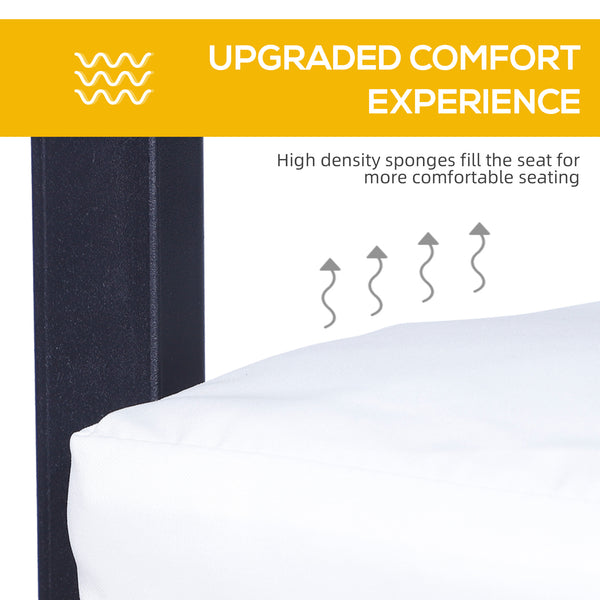 3 Piece Outdoor Wicker Bar Set, Rattan Style Bar Table and High Chairs with Cushions, Cream White