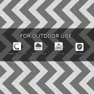 Reversible Outdoor Patio Rug, 4' x 6' Plastic Straw Mat for Garden, Patio, Beach, Camping, Gray and White