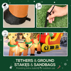 8ft Santa Claus with Sleigh and Reindeer Christmas Inflatables