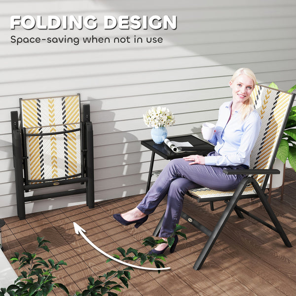 Set of 2 outdoor chairs in woven resin with 5-position adjustable backrest