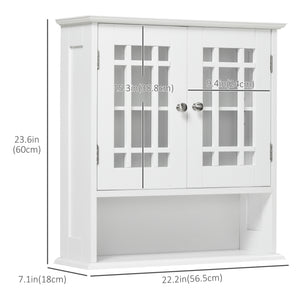 Modern wall-mounted bathroom vanity unit with 2-door cabinet and open shelf, white