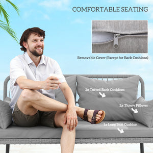 2-piece furniture set in light grey woven resin