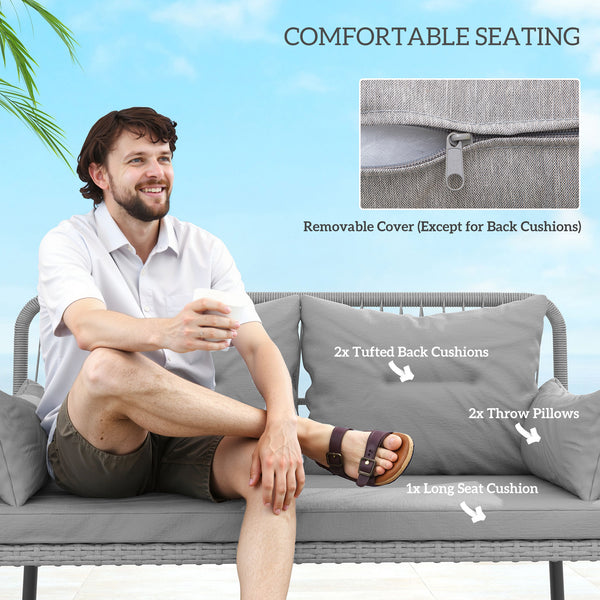 2-piece furniture set in light grey woven resin