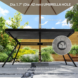 Rectangular garden table with parasol hole