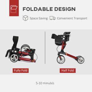 Lightweight folding walker with large red seat