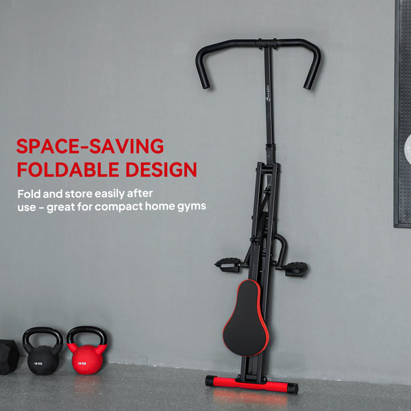 Foldable squat machine for full-body workout with adjustable seat