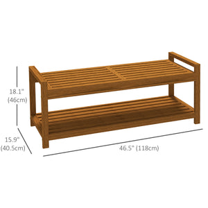 Garden bench with shoe storage shelf