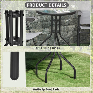 Round patio table with tempered glass top