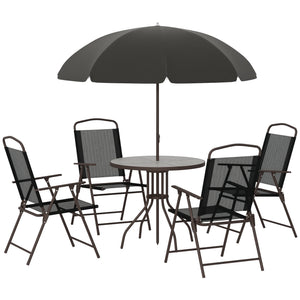 6-piece outdoor dining set for 4 people with parasol