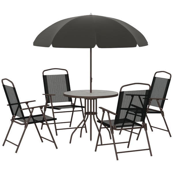 6-piece outdoor dining set for 4 people with parasol
