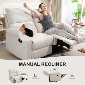 2-seater recliner chair with footrest and split back, cream white
