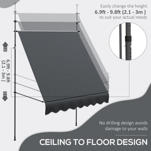 6.6 x 3.9 ft manual retractable awning, dark grey