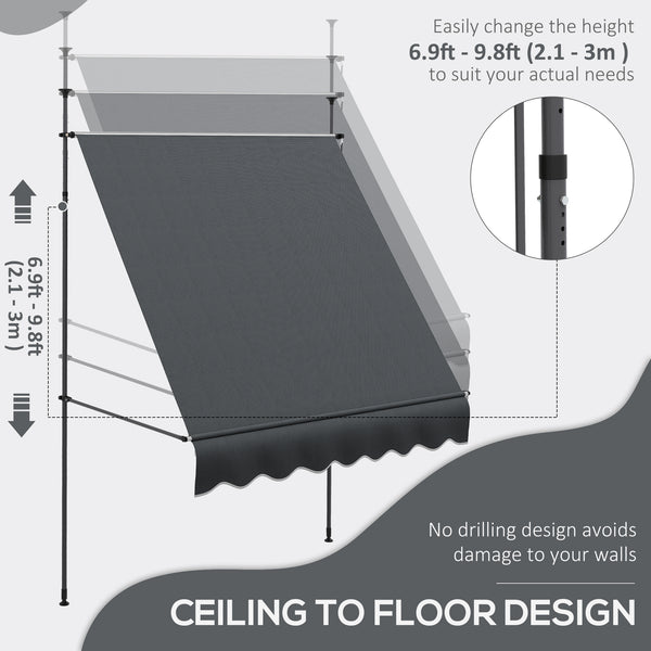 6.6 x 3.9 ft manual retractable awning, dark grey