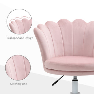 Height-adjustable velvet office chair, pink