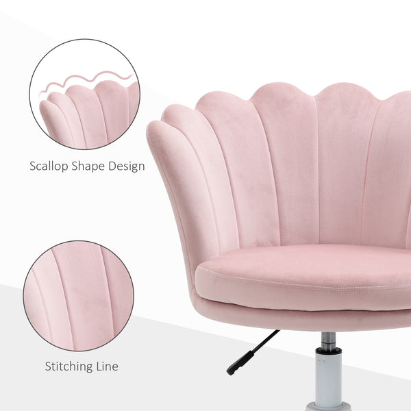 Height-adjustable velvet office chair, pink