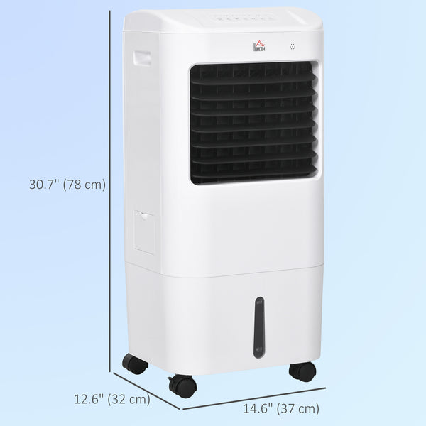 Tower fan with ice pack, remote control, 3 modes, 3 speeds, 7.5 h timer, white