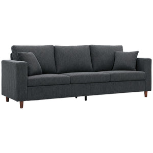 3-seater sofa with wide seat, in corduroy, spring cushions, dark grey
