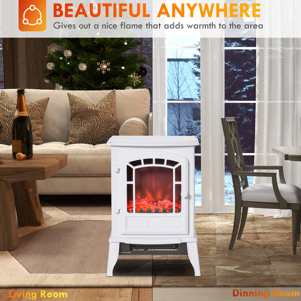 Electric fireplace with realistic flame effect 750W/1500W, white