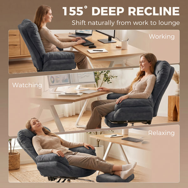 Large office chair with footrest, dark gray