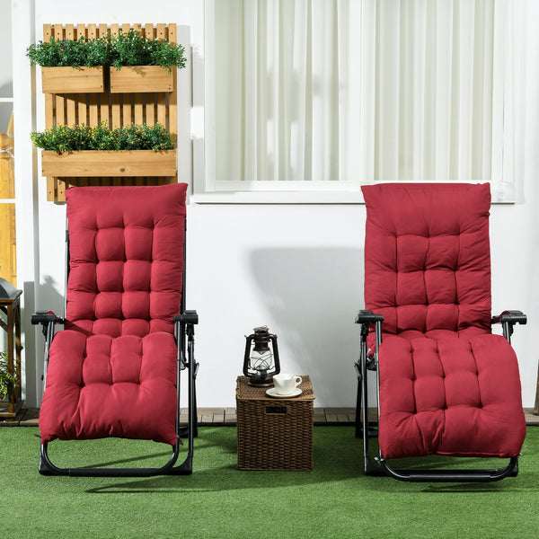 Set of 2 Zero Gravity Reclining Chairs with Cushion and Headrest, Wine Red