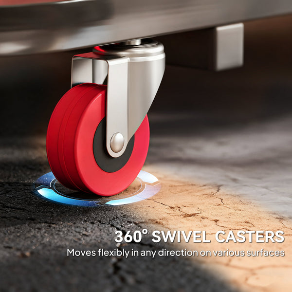 2-in-1 rolling mechanic's trolley with cushion, 6 wheels, red