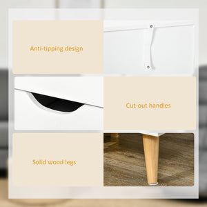 Modern 3-drawer bedside table with wooden legs, white