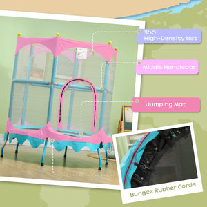 1.4m Trampoline with Handlebar and Safety Net, Pink