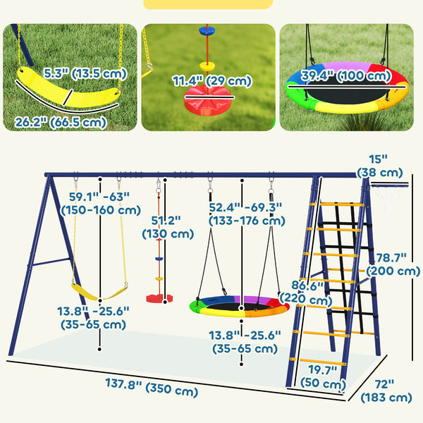 6 in 1 Kids Swing Set
