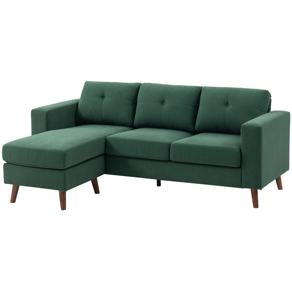 Sectional sofa with convertible chaise longue, dark green