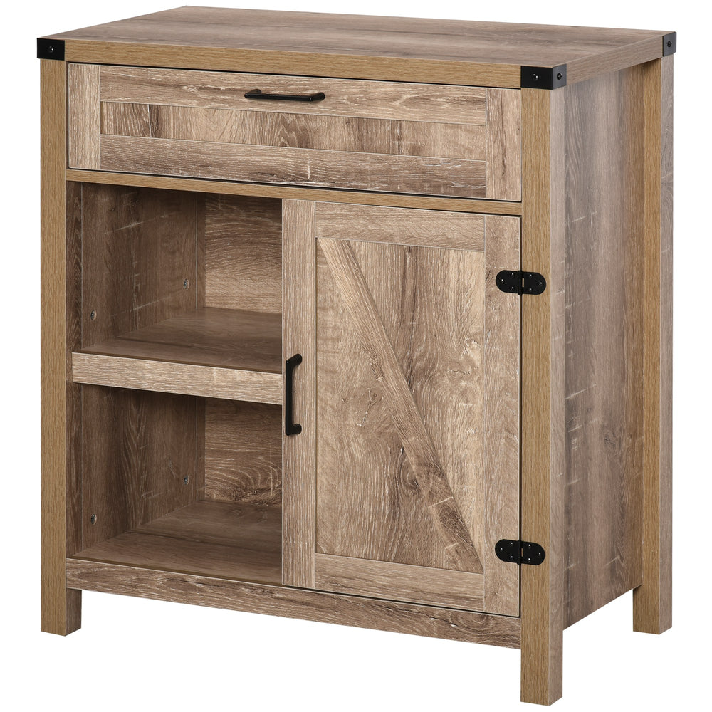 Rustic-style storage sideboard with barn doors, light oak finish