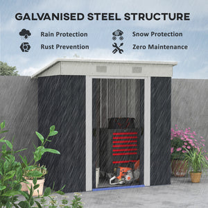 Garden shed with lockable sliding doors and ventilation, anthracite grey