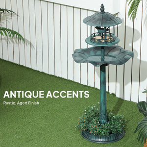 3-in-1 Pedestal Garden Bird Bath with Large Bowl