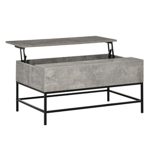 Lift-top coffee table with hidden storage compartment, gray