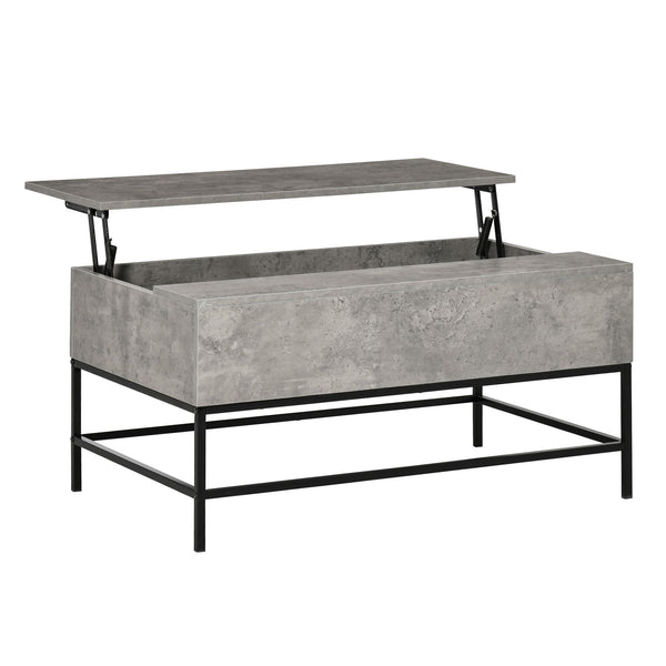 Lift-top coffee table with hidden storage compartment, gray