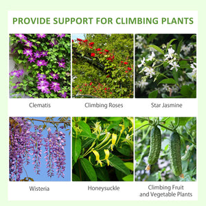 Set of 2 garden trellises for climbing plants, outdoor metal for terrace