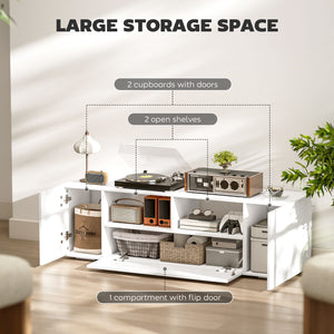 TV stand for TVs up to 60 inches, with LED lighting, white