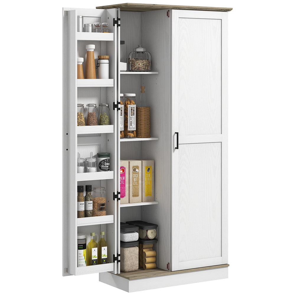 Storage unit with door shelves and adjustable shelves, cream white