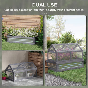 Raised garden kit with greenhouse, wooden cold frame