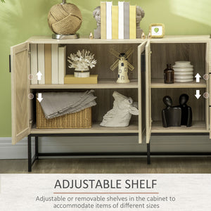 Sideboard, coffee bar cabinet with drawers and adjustable shelves, oak color