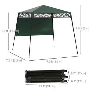 7 x 7 Folding Garden Canopy with Backpack and Adjustable Feet, Green