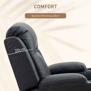 Massage recliner chair, 360° swivel, upholstered in synthetic leather, black