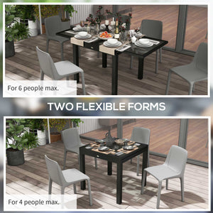 Extendable dining table in aluminum and tempered glass